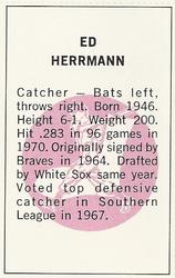 1971 Dell Today's Team Stamps #NNO Ed Herrmann Back