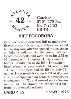 1976 SSPC #15 Biff Pocoroba Back