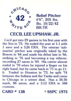 1976 SSPC #138 Cecil Upshaw Back