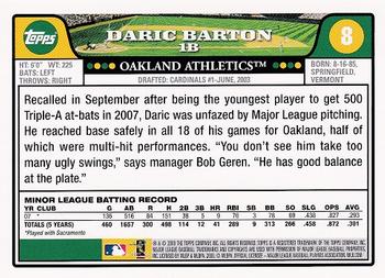 2008 Topps - National Baseball Card Day #8 Daric Barton Back