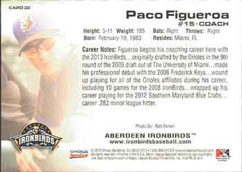 2013 Choice Aberdeen IronBirds #32 Paco Figueroa Back