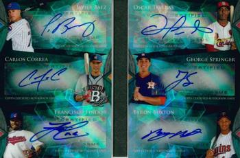 2014 Bowman Platinum - Hexagraphs #HCE-BCL Carlos Correa / Francisco Lindor / Byron Buxton / Javier Baez / George Springer / Oscar Taveras Front