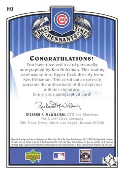 2005 UD Past Time Pennants - Past Time Signatures Bronze #HO Ken Holtzman Back