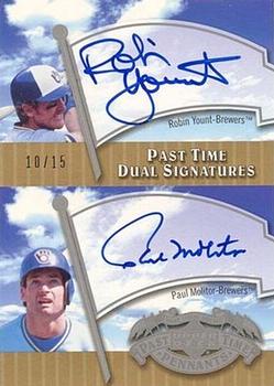 2005 UD Past Time Pennants - Past Time Dual Signatures #RYPM Paul Molitor / Robin Yount Front