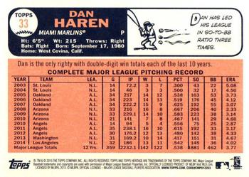 2015 Topps Heritage #33 Dan Haren Back