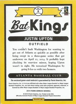 2014 Donruss - Bat Kings #8 Justin Upton Back