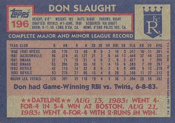 1984 Topps #196 Don Slaught Back