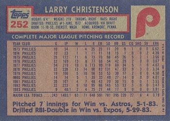 1984 Topps #252 Larry Christenson Back