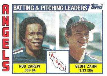 1984 Topps #276 Angels Leaders / Checklist (Rod Carew / Geoff Zahn) Front