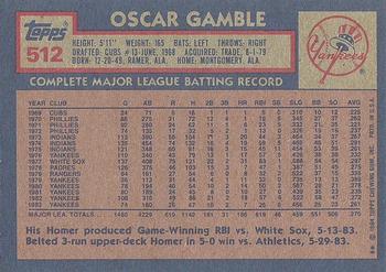 1984 Topps #512 Oscar Gamble Back