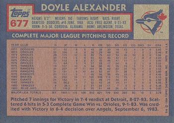 1984 Topps #677 Doyle Alexander Back
