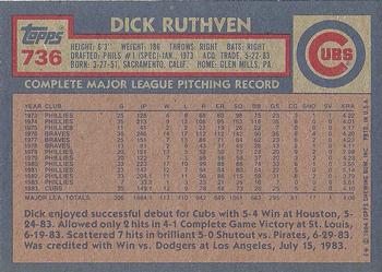 1984 Topps #736 Dick Ruthven Back