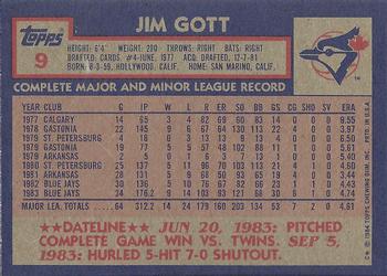 1984 Topps #9 Jim Gott Back