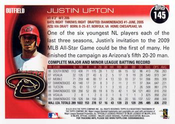 2010 Topps #145 Justin Upton Back