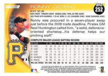 2010 Topps #252 Ronny Cedeno Back