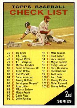 2010 Topps Heritage #98 Checklist: 76-151 Front