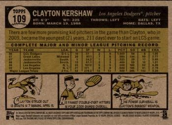 2010 Topps Heritage #109 Clayton Kershaw Back