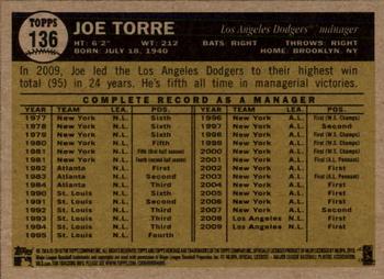 2010 Topps Heritage #136 Joe Torre Back