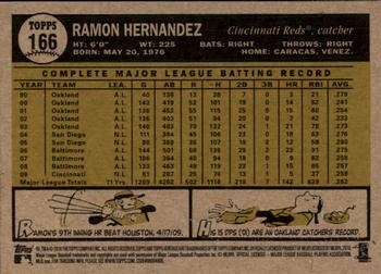 2010 Topps Heritage #166 Ramon Hernandez Back