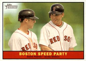 2010 Topps Heritage #173 Boston Speed Party (Dustin Pedroia / Jacoby Ellsbury) Front