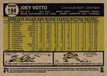 2010 Topps Heritage #194 Joey Votto Back