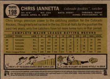 2010 Topps Heritage #198 Chris Iannetta Back