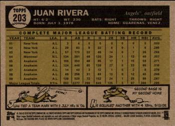 2010 Topps Heritage #203 Juan Rivera Back