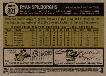 2010 Topps Heritage #301 Ryan Spilborghs Back