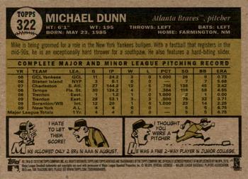 2010 Topps Heritage #322 Michael Dunn Back