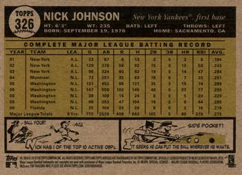 2010 Topps Heritage #326 Nick Johnson Back