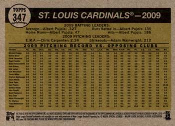 2010 Topps Heritage #347 St. Louis Cardinals Back