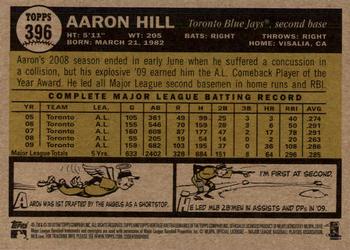 2010 Topps Heritage #396 Aaron Hill Back