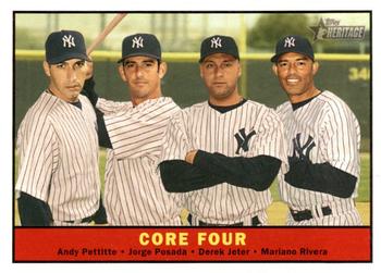 2010 Topps Heritage #411 Core Four (Andy Pettitte / Jorge Posada / Derek Jeter / Mariano Rivera) Front