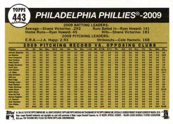 2010 Topps Heritage #443 Philadelphia Phillies Back