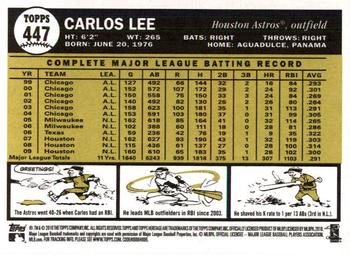 2010 Topps Heritage #447 Carlos Lee Back