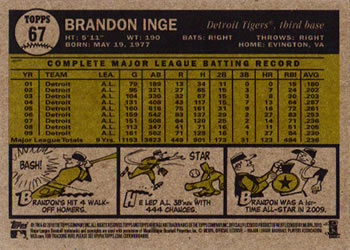 2010 Topps Heritage #67 Brandon Inge Back