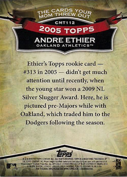 2010 Topps - The Cards Your Mom Threw Out #CMT112 Andre Ethier Back