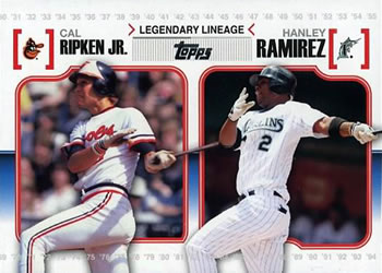 2010 Topps - Legendary Lineage #LL-38 Cal Ripken Jr. / Hanley Ramirez Front