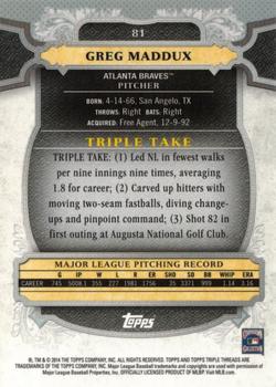 2014 Topps Triple Threads - Gold #81 Greg Maddux Back