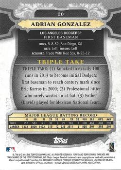 2014 Topps Triple Threads - Sapphire #20 Adrian Gonzalez Back