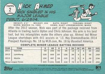 2014 Topps Heritage Minor League - Lime Green Border #2 Nick Ahmed Back