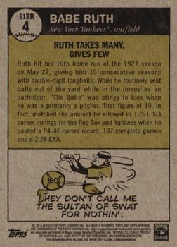 2010 Topps Heritage - Ruth Chase '61 #61BR4 Babe Ruth Back