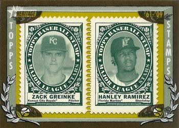 2010 Topps Heritage - Framed Dual Stamps #NNO Zack Greinke / Hanley Ramirez Front