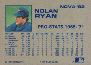 1992 Star Nova #2 Nolan Ryan Back