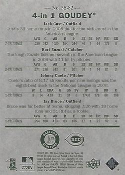 2009 Upper Deck Goudey - 4-in-1 Blue #35-82 Jack Cust / Kurt Suzuki / Johnny Cueto / Jay Bruce Back