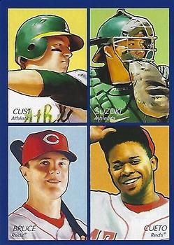 2009 Upper Deck Goudey - 4-in-1 Blue #35-82 Jack Cust / Kurt Suzuki / Johnny Cueto / Jay Bruce Front