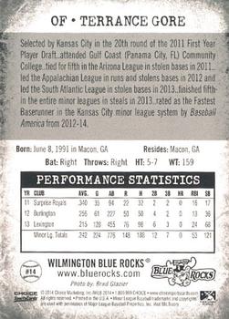 2014 Choice Wilmington Blue Rocks #14 Terrance Gore Back