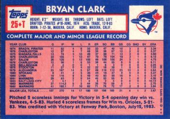 1984 Topps Traded #25T Bryan Clark Back