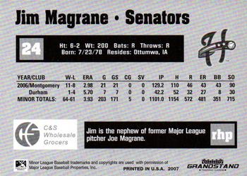 2007 Grandstand Harrisburg Senators #17 Jim Magrane Back