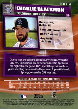 2014 Stadium Club - Autographs #SCA-CBL Charlie Blackmon Back